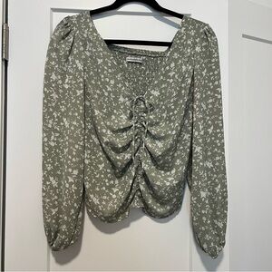 Abercrombie & Fitch Floral Green Women's Top